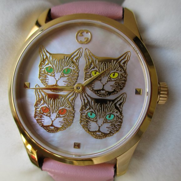 GUCCI LIMITED EDITION VERY RARE, Feline Heads, Mother-of-Pearl Dial Ladies Watch main image 9